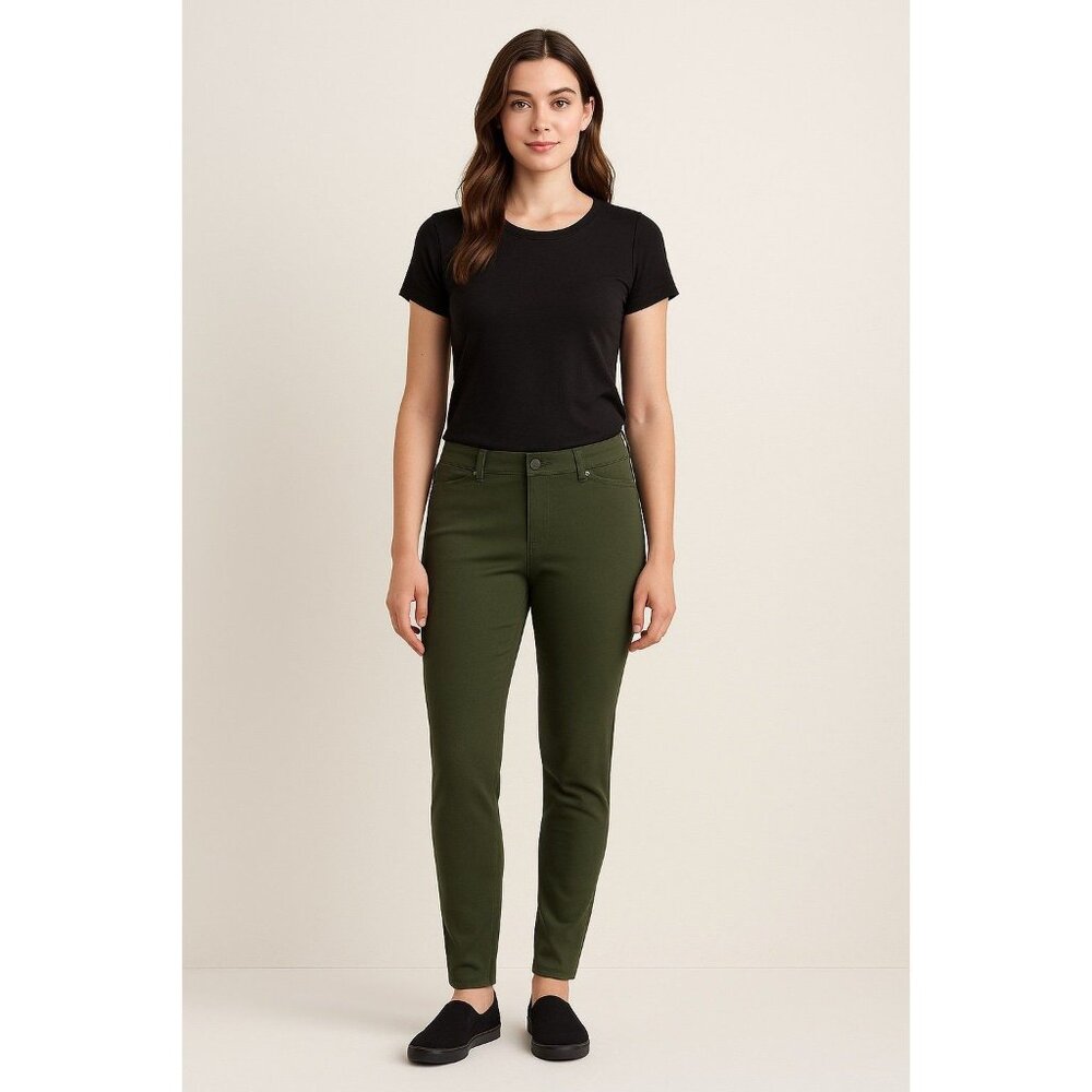 HUE Olive Green Cotton Blend Skinny Pants Women’s M Stretch Jeggings